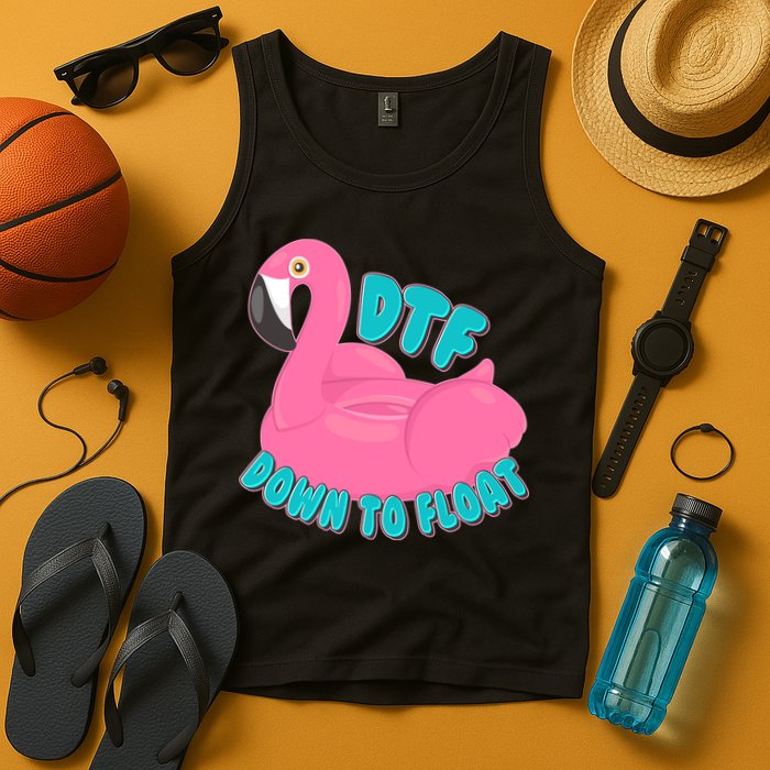 Dtf Down To Float Vacation Time Flamingo Floatie Tank Top