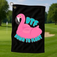 Dtf Down To Float Vacation Time Flamingo Floatie Golf Towel