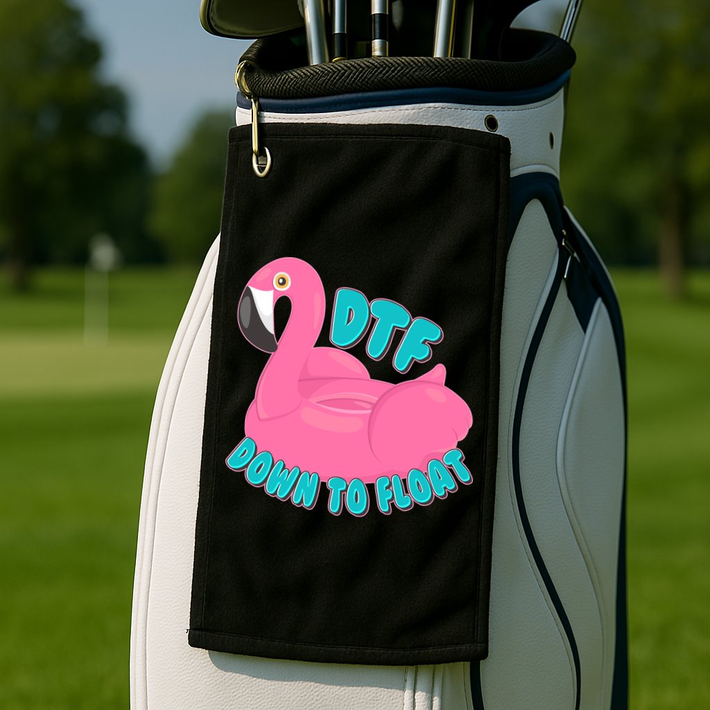 Dtf Down To Float Vacation Time Flamingo Floatie Golf Towel