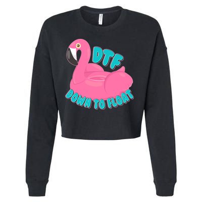 Dtf Down To Float Vacation Time Flamingo Floatie Cropped Pullover Crew