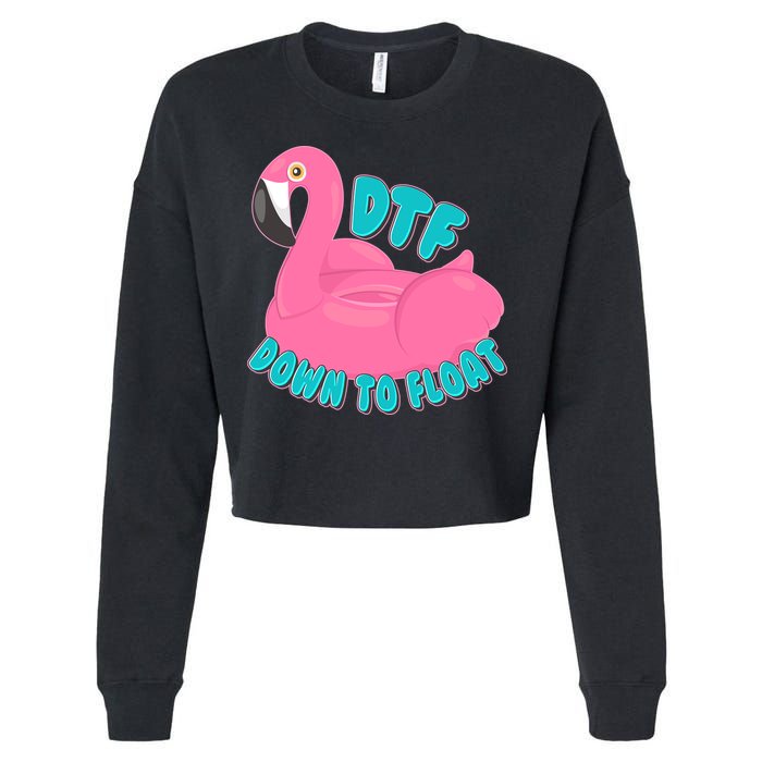 Dtf Down To Float Vacation Time Flamingo Floatie Cropped Pullover Crew
