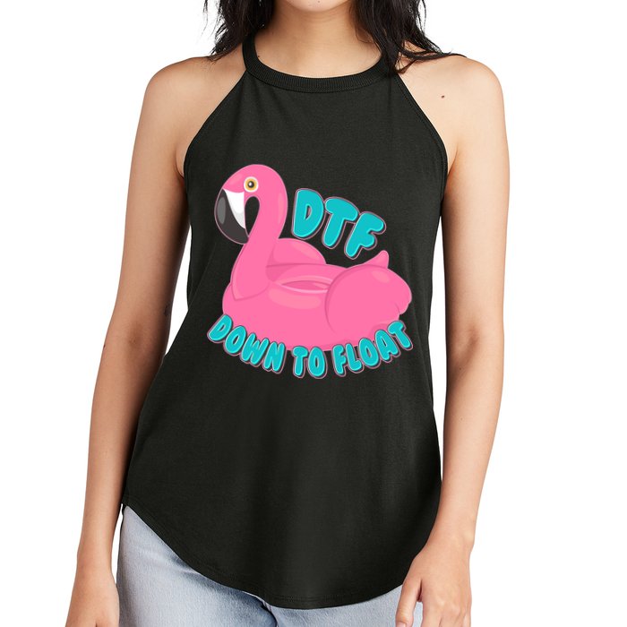 Dtf Down To Float Vacation Time Flamingo Floatie Women's Perfect Tri Rocker Tank