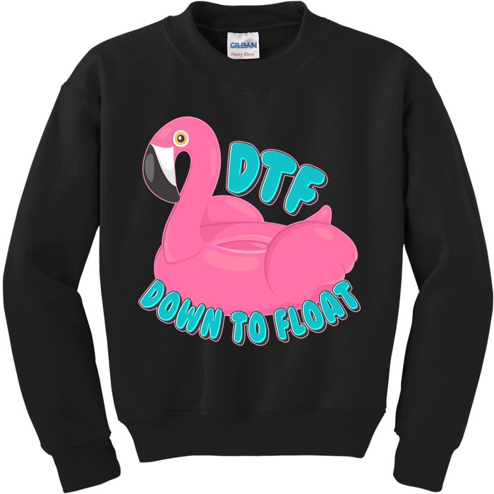 Dtf Down To Float Vacation Time Flamingo Floatie Kids Sweatshirt