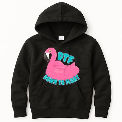 Dtf Down To Float Vacation Time Flamingo Floatie Kids Hoodie