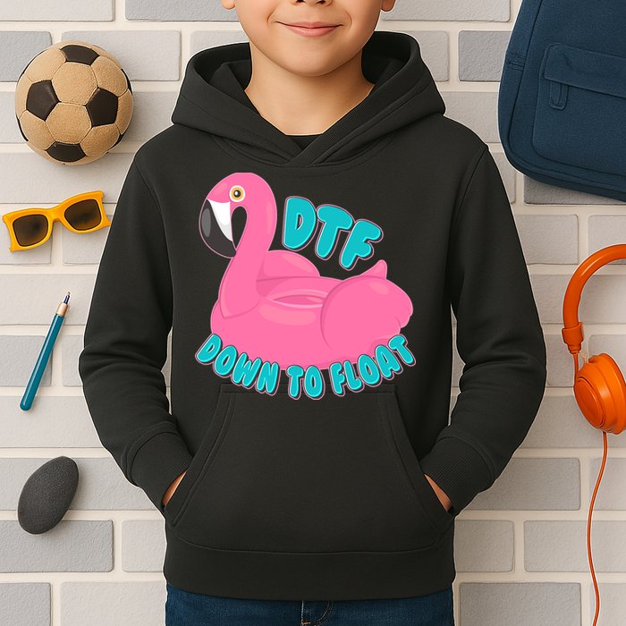 Dtf Down To Float Vacation Time Flamingo Floatie Kids Hoodie
