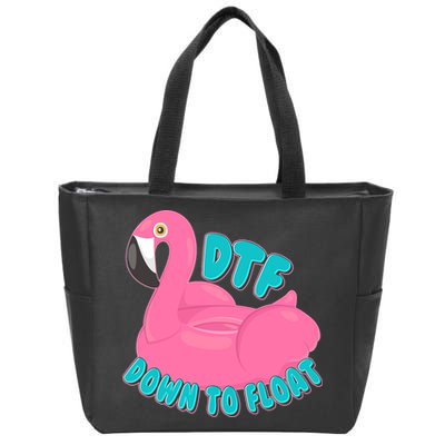 Dtf Down To Float Vacation Time Flamingo Floatie Zip Tote Bag