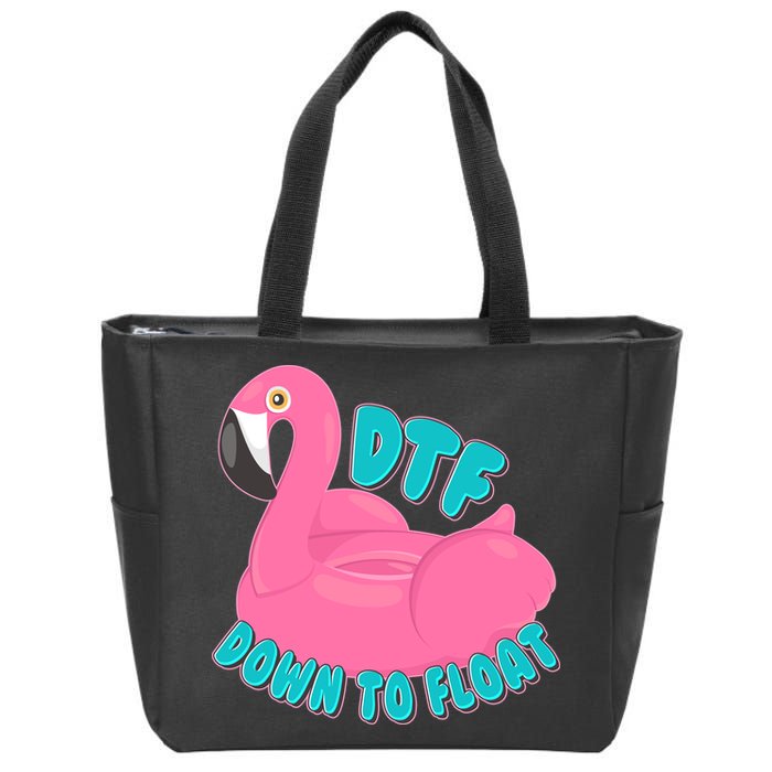Dtf Down To Float Vacation Time Flamingo Floatie Zip Tote Bag