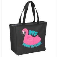 Dtf Down To Float Vacation Time Flamingo Floatie Zip Tote Bag