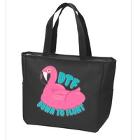 Dtf Down To Float Vacation Time Flamingo Floatie Zip Tote Bag