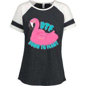 Dtf Down To Float Vacation Time Flamingo Floatie Enza Ladies Jersey Colorblock Tee