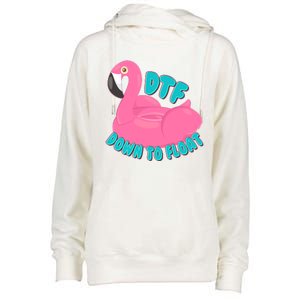 Dtf Down To Float Vacation Time Flamingo Floatie Womens Funnel Neck Pullover Hood