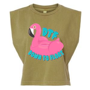 Dtf Down To Float Vacation Time Flamingo Floatie Garment-Dyed Women's Muscle Tee