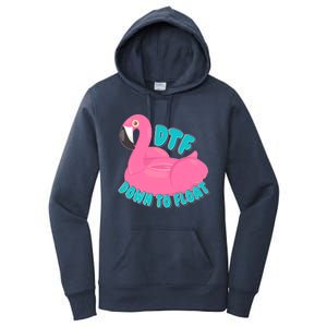 Dtf Down To Float Vacation Time Flamingo Floatie Women's Pullover Hoodie