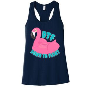 Dtf Down To Float Vacation Time Flamingo Floatie Women's Racerback Tank