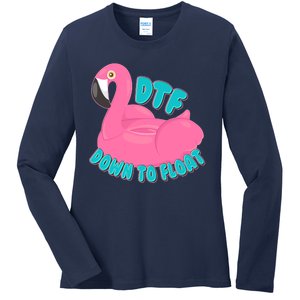 Dtf Down To Float Vacation Time Flamingo Floatie Ladies Long Sleeve Shirt