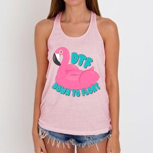 Dtf Down To Float Vacation Time Flamingo Floatie Women's Knotted Racerback Tank