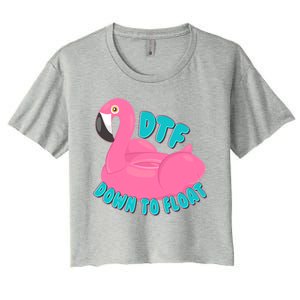 Dtf Down To Float Vacation Time Flamingo Floatie Women's Crop Top Tee