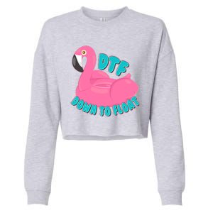 Dtf Down To Float Vacation Time Flamingo Floatie Cropped Pullover Crew