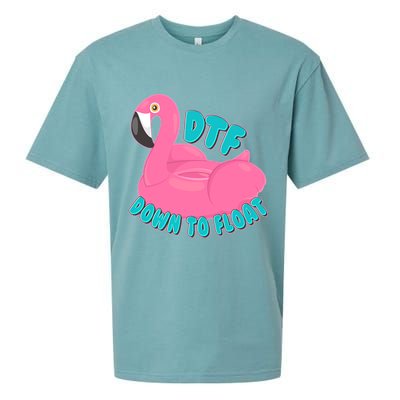 Dtf Down To Float Vacation Time Flamingo Floatie Sueded Cloud Jersey T-Shirt