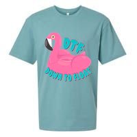 Dtf Down To Float Vacation Time Flamingo Floatie Sueded Cloud Jersey T-Shirt