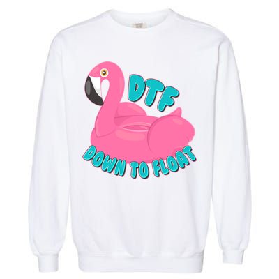 Dtf Down To Float Vacation Time Flamingo Floatie Garment-Dyed Sweatshirt