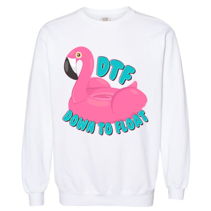 Dtf Down To Float Vacation Time Flamingo Floatie Garment-Dyed Sweatshirt