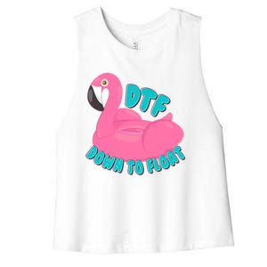 Dtf Down To Float Vacation Time Flamingo Floatie Women's Racerback Cropped Tank