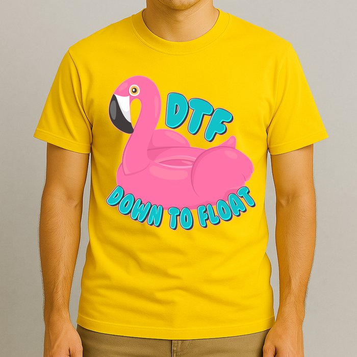 Dtf Down To Float Vacation Time Flamingo Floatie T-Shirt