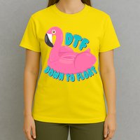 Dtf Down To Float Vacation Time Flamingo Floatie T-Shirt