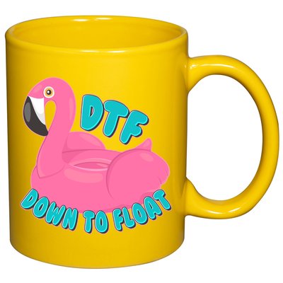 Dtf Down To Float Vacation Time Flamingo Floatie 11oz C Handle Ceramic Mug