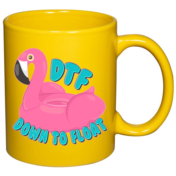 Dtf Down To Float Vacation Time Flamingo Floatie 11oz C Handle Ceramic Mug