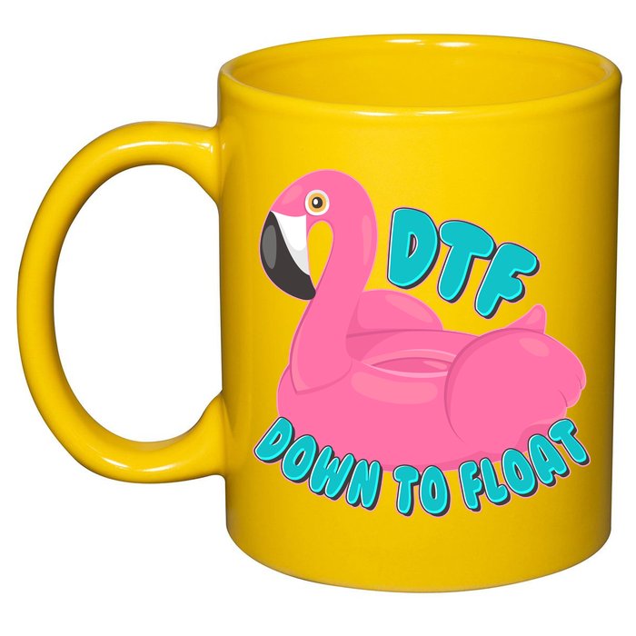 Dtf Down To Float Vacation Time Flamingo Floatie 11oz C Handle Ceramic Mug