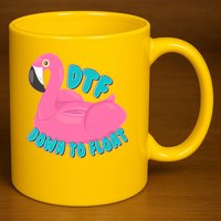 Dtf Down To Float Vacation Time Flamingo Floatie 11oz C Handle Ceramic Mug