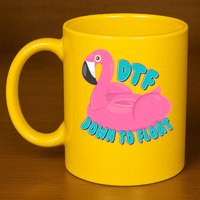 Dtf Down To Float Vacation Time Flamingo Floatie 11oz C Handle Ceramic Mug