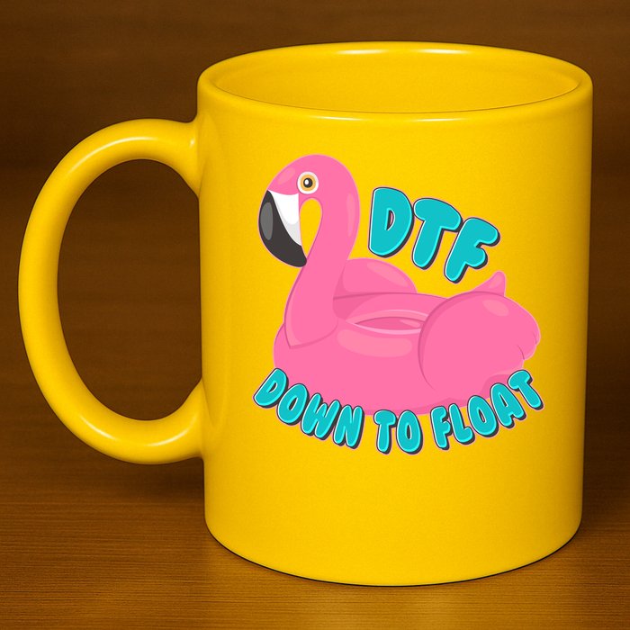 Dtf Down To Float Vacation Time Flamingo Floatie 11oz C Handle Ceramic Mug