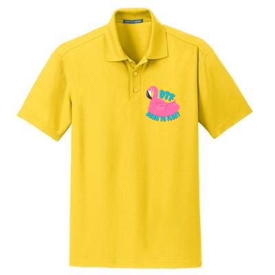 Dtf Down To Float Vacation Time Flamingo Floatie Dry Zone Grid Polo