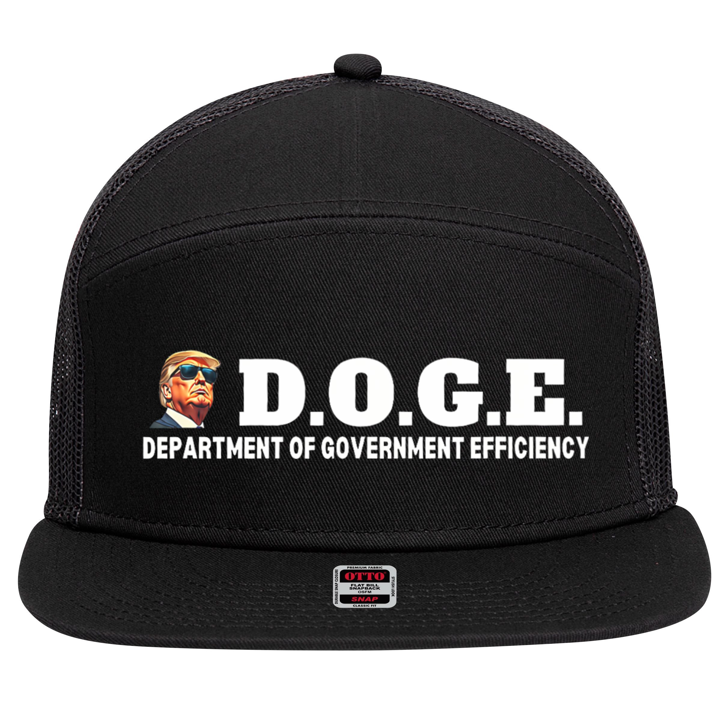 D.O.G.E. Doge Trump Department Of Government Efficiency 7 Panel Mesh Trucker Snapback Hat