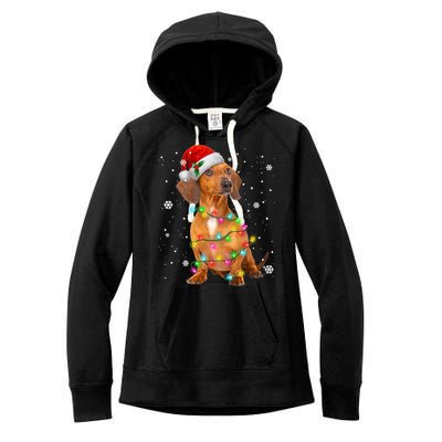 Dachshund Dogs Tree Christmas Sweater Xmas Funny Gift For Pet Dog Gift Women's Fleece Hoodie