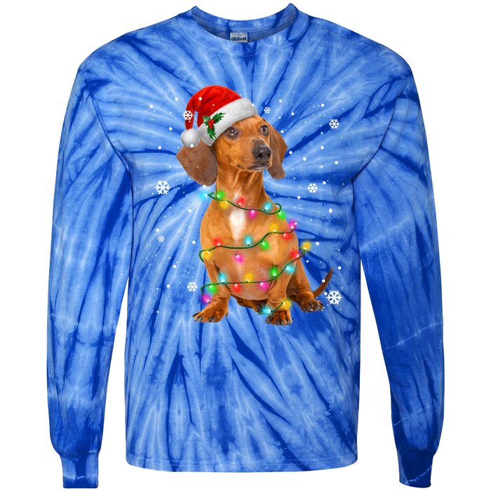 Dachshund Dogs Tree Christmas Sweater Xmas Funny Gift For Pet Dog Gift Tie-Dye Long Sleeve Shirt