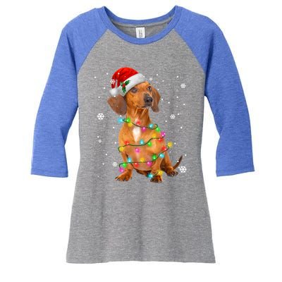 Dachshund Dogs Tree Christmas Sweater Xmas Funny Gift For Pet Dog Gift Women's Tri-Blend 3/4-Sleeve Raglan Shirt