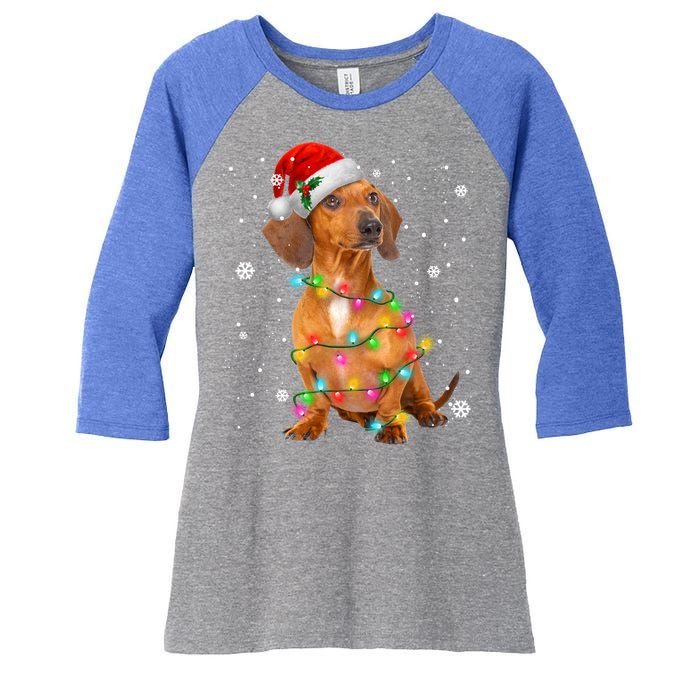 Dachshund Dogs Tree Christmas Sweater Xmas Funny Gift For Pet Dog Gift Women's Tri-Blend 3/4-Sleeve Raglan Shirt