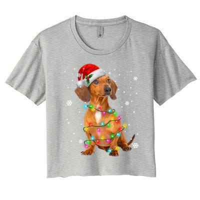 Dachshund Dogs Tree Christmas Sweater Xmas Funny Gift For Pet Dog Gift Women's Crop Top Tee