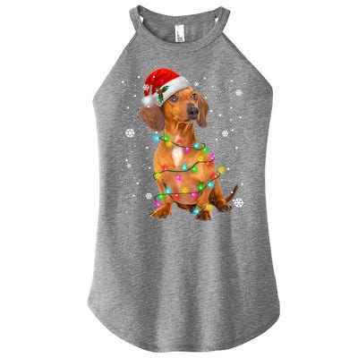 Dachshund Dogs Tree Christmas Sweater Xmas Funny Gift For Pet Dog Gift Women's Perfect Tri Rocker Tank