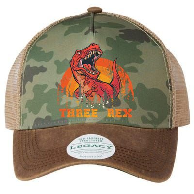 Dino Daddysaurus Three Rex T Rex Dinosaur Gift Legacy Tie Dye Trucker Hat