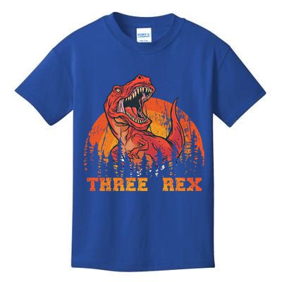 Dino Daddysaurus Three Rex T Rex Dinosaur Gift Kids T-Shirt