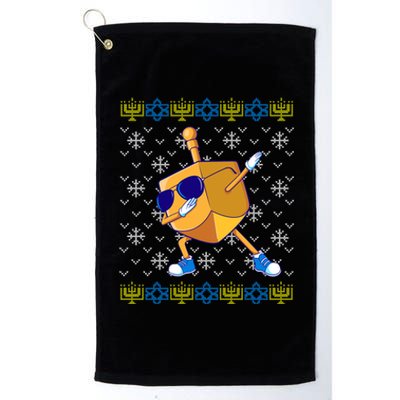 Dabbing Dreidel Ugly Hanukkah Sweater Xmas Chanukah Gift Platinum Collection Golf Towel