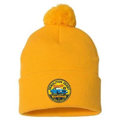 Demolition Derby Uncle Race Team Strip Smash Fix Pom Pom 12in Knit Beanie