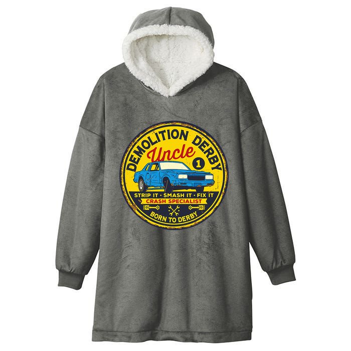 Demolition Derby Uncle Race Team Strip Smash Fix Hooded Wearable Blanket