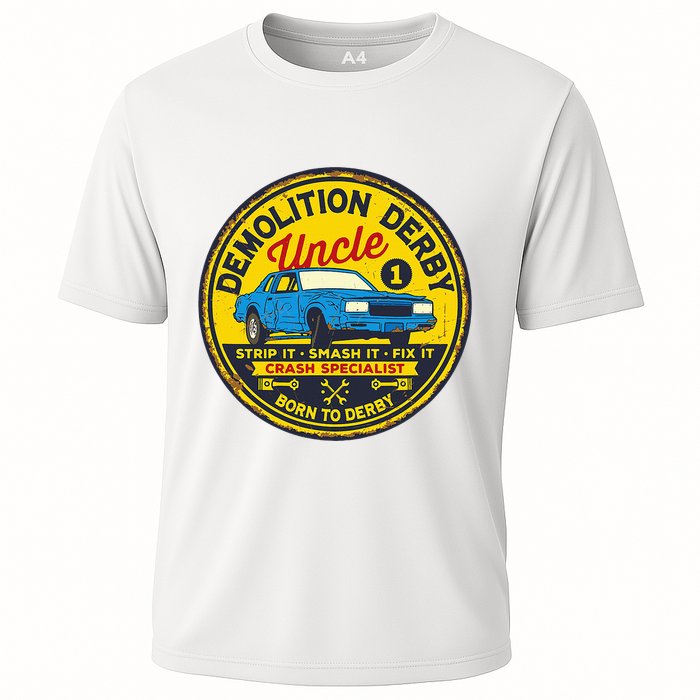 Demolition Derby Uncle Race Team Strip Smash Fix Cooling Performance Crew T-Shirt