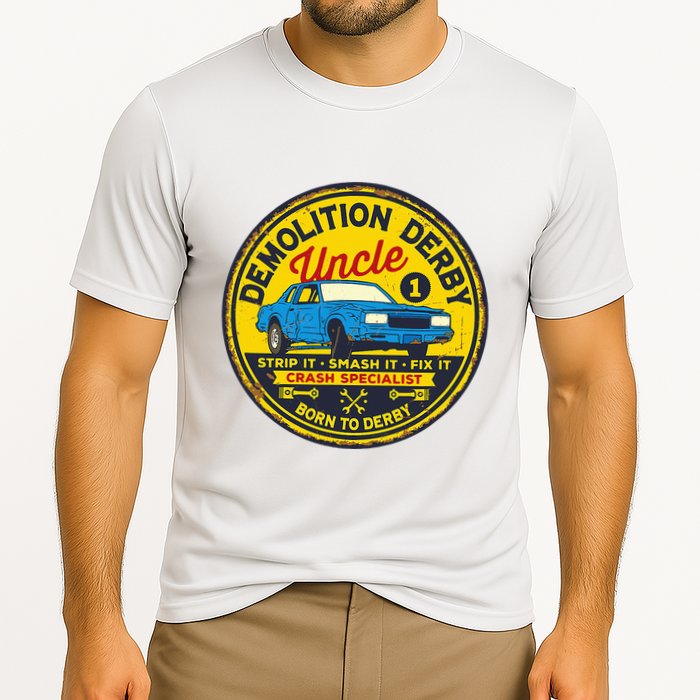 Demolition Derby Uncle Race Team Strip Smash Fix Cooling Performance Crew T-Shirt